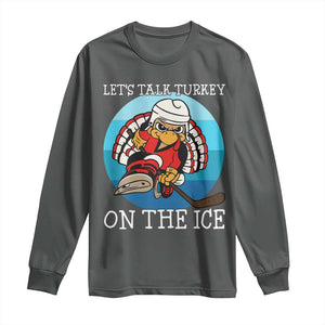 Lets Talk Turkey On The Ice Long Sleeve Shirt Retro Ocean Blue Ice Hockey Gift TS12 Dark Heather Print Your Wear