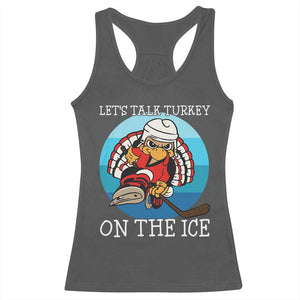 Lets Talk Turkey On The Ice Racerback Tank Top Retro Ocean Blue Ice Hockey Gift TS12 Dark Heather Print Your Wear