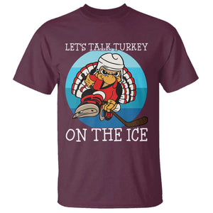 Lets Talk Turkey On The Ice T Shirt Retro Ocean Blue Ice Hockey Gift TS12 Maroon Print Your Wear