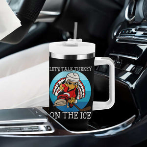 Lets Talk Turkey On The Ice Tumbler With Handle Retro Ocean Blue Ice Hockey Gift TS12 Print Your Wear
