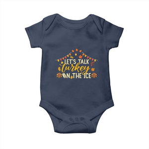 Funny Thanksgiving Ice Hockey Gift Baby Onesie Lets Talk Turkey On The Ice TS12 Navy Print Your Wear