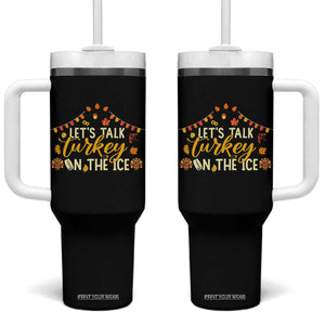 Funny Thanksgiving Ice Hockey Gift Tumbler With Handle Lets Talk Turkey On The Ice TS12 One Size: 40 oz Black Print Your Wear