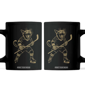 Vintage Cat Playing Hockey Coffee Mug Kitten Lover Player Gift TS12 Black Print Your Wear