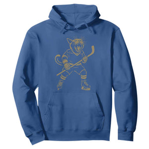 Vintage Cat Playing Hockey Hoodie Kitten Lover Player Gift TS12 Royal Blue Print Your Wear