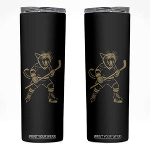 Vintage Cat Playing Hockey Skinny Tumbler Kitten Lover Player Gift TS12 Black Print Your Wear