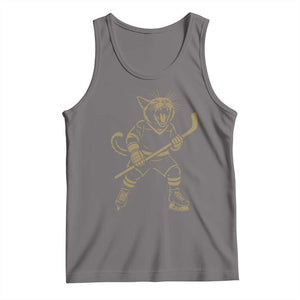 Vintage Cat Playing Hockey Tank Top Kitten Lover Player Gift TS12 Deep Heather Print Your Wear