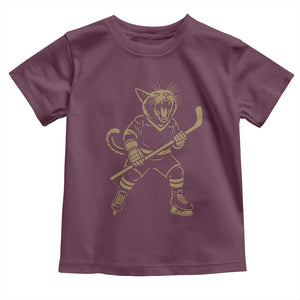 Vintage Cat Playing Hockey Toddler T Shirt Kitten Lover Player Gift TS12 Maroon Print Your Wear