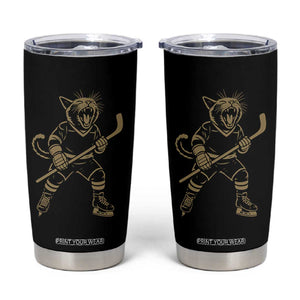 Vintage Cat Playing Hockey Tumbler Cup Kitten Lover Player Gift TS12 Black Print Your Wear