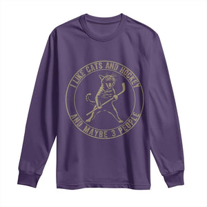 Vintage I Like Cats And Hockey And Maybe Three People Funny Gift Long Sleeve Shirt TS12 Purple Print Your Wear
