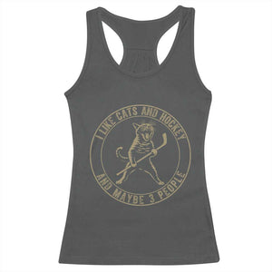Vintage I Like Cats And Hockey And Maybe Three People Funny Gift Racerback Tank Top TS12 Dark Heather Print Your Wear