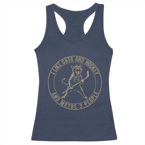 Vintage I Like Cats And Hockey And Maybe Three People Funny Gift Racerback Tank Top TS12 Navy Print Your Wear
