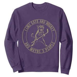Vintage I Like Cats And Hockey And Maybe Three People Funny Gift Sweatshirt TS12 Purple Print Your Wear