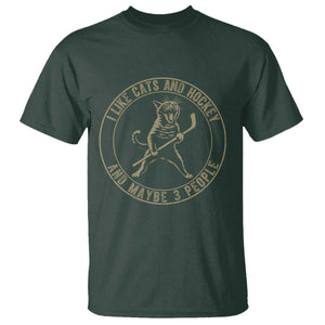 Vintage I Like Cats And Hockey And Maybe Three People Funny Gift T Shirt TS12 Dark Forest Green Print Your Wear