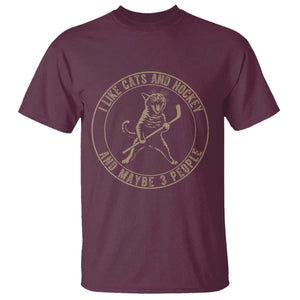 Vintage I Like Cats And Hockey And Maybe Three People Funny Gift T Shirt TS12 Maroon Print Your Wear