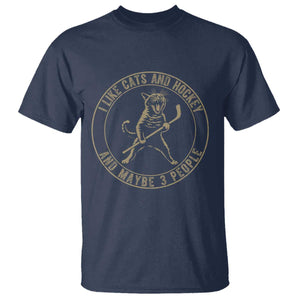 Vintage I Like Cats And Hockey And Maybe Three People Funny Gift T Shirt TS12 Navy Print Your Wear