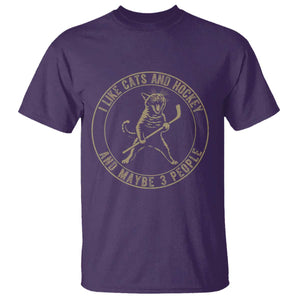 Vintage I Like Cats And Hockey And Maybe Three People Funny Gift T Shirt TS12 Purple Print Your Wear
