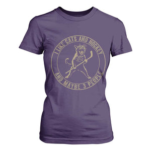 Vintage I Like Cats And Hockey And Maybe Three People Funny Gift T Shirt For Women TS12 Purple Print Your Wear