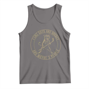 Vintage I Like Cats And Hockey And Maybe Three People Funny Gift Tank Top TS12 Deep Heather Print Your Wear