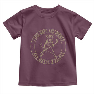 Vintage I Like Cats And Hockey And Maybe Three People Funny Gift Toddler T Shirt TS12 Maroon Print Your Wear