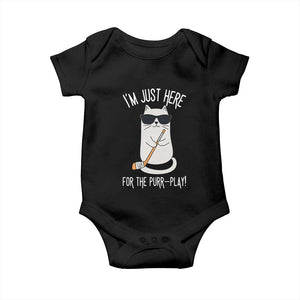 Im Just Here For The Purr Play Baby Onesie Funny Cat Hockey Gift TS12 Black Print Your Wear