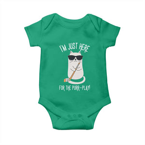 Im Just Here For The Purr Play Baby Onesie Funny Cat Hockey Gift TS12 Irish Green Print Your Wear