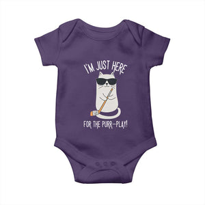 Im Just Here For The Purr Play Baby Onesie Funny Cat Hockey Gift TS12 Purple Print Your Wear