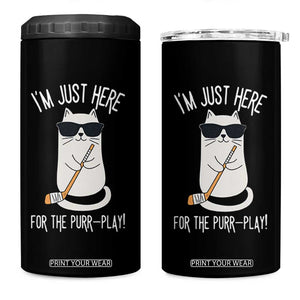 Im Just Here For The Purr Play 4 in 1 Can Cooler Tumbler Funny Cat Hockey Gift TS12 One Size: 16 oz Black Print Your Wear