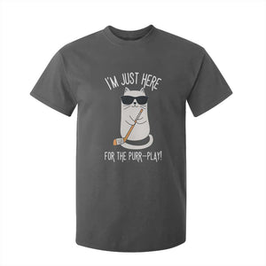 Im Just Here For The Purr Play T Shirt For Kid Funny Cat Hockey Gift TS12 Dark Heather Print Your Wear