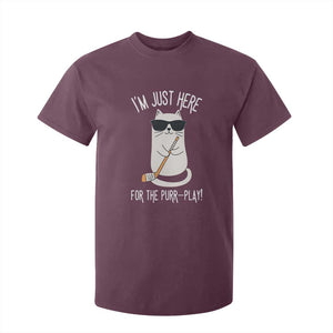 Im Just Here For The Purr Play T Shirt For Kid Funny Cat Hockey Gift TS12 Maroon Print Your Wear