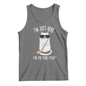 Im Just Here For The Purr Play Tank Top Funny Cat Hockey Gift TS12 Black Heather Print Your Wear