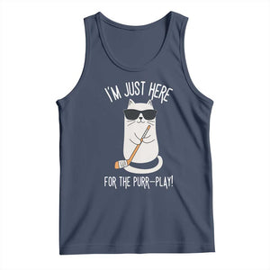 Im Just Here For The Purr Play Tank Top Funny Cat Hockey Gift TS12 Navy Print Your Wear