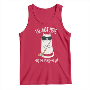 Im Just Here For The Purr Play Tank Top Funny Cat Hockey Gift TS12 Red Print Your Wear