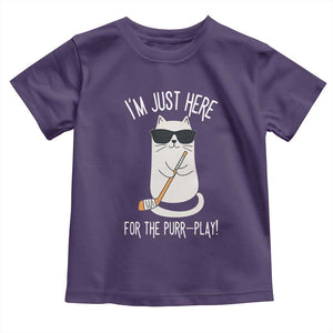 Im Just Here For The Purr Play Toddler T Shirt Funny Cat Hockey Gift TS12 Purple Print Your Wear