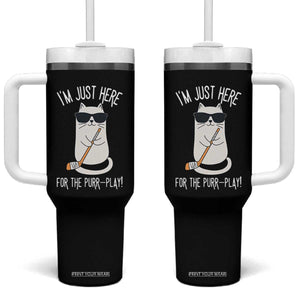 Im Just Here For The Purr Play Tumbler With Handle Funny Cat Hockey Gift TS12 One Size: 40 oz Black Print Your Wear