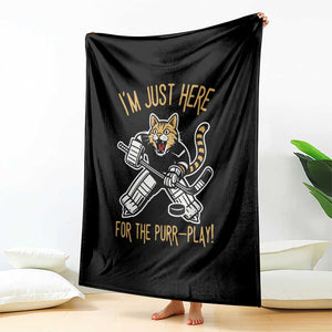 Vintage Cat Hockey Goalie Throw Blanket Funny Im Just Here For The Purr Play Gift TS12 Print Your Wear