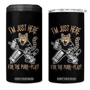 Vintage Cat Hockey Goalie 4 in 1 Can Cooler Tumbler Funny Im Just Here For The Purr Play Gift TS12 One Size: 16 oz Black Print Your Wear