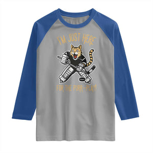 Vintage Cat Hockey Goalie Raglan Shirt Funny Im Just Here For The Purr Play Gift TS12 Sport Gray Royal Print Your Wear