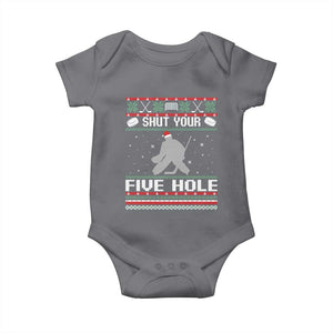 Funny Hockey Goalie Ugly Christmas Gift Baby Onesie Shut Your Five Hole TS12 Charcoal Print Your Wear