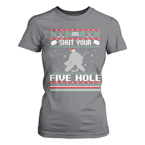 Funny Hockey Goalie Ugly Christmas Gift T Shirt For Women Shut Your Five Hole TS12 Charcoal Print Your Wear