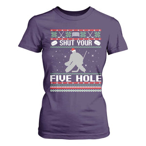 Funny Hockey Goalie Ugly Christmas Gift T Shirt For Women Shut Your Five Hole TS12 Purple Print Your Wear