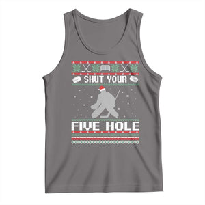 Funny Hockey Goalie Ugly Christmas Gift Tank Top Shut Your Five Hole TS12 Deep Heather Print Your Wear