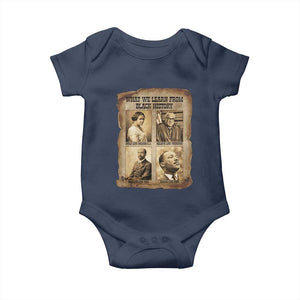 What We Learn From Black History Baby Onesie Iconic African American Figures TS12 Navy Print Your Wear