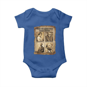 What We Learn From Black History Baby Onesie Iconic African American Figures TS12 Royal Blue Print Your Wear