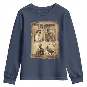 What We Learn From Black History Youth Sweatshirt Iconic African American Figures TS12 Navy Print Your Wear