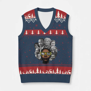 My Roots Black History Leaders V-Neck Knit Sweater Vest African American Heritage TS12 Navy Red Print Your Wear