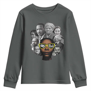 My Roots Black History Leaders Youth Sweatshirt African American Heritage TS12 Dark Heather Print Your Wear