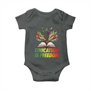 Education Is Freedom Baby Onesie Inspirational Black Teacher Gift TS12 Dark Heather Print Your Wear