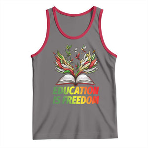Education Is Freedom Tank Top Inspirational Black Teacher Gift TS12 Deep Heather Red Print Your Wear