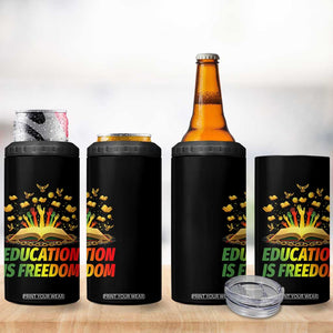 Education Is Freedom 4 in 1 Can Cooler Tumbler Black Education Teacher Gift TS12 Print Your Wear