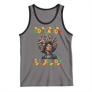 Education Is Freedom Tank Top Black History Month Gift For Teachers TS12 Deep Heather Black Print Your Wear